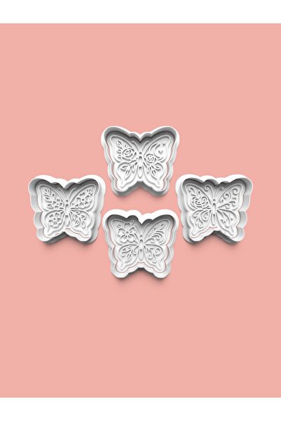 AKTASTORE مجموعة قوالب بسكويت على شكل فراشة مزخرفة وقوالب عجينة السكر مكونة م...