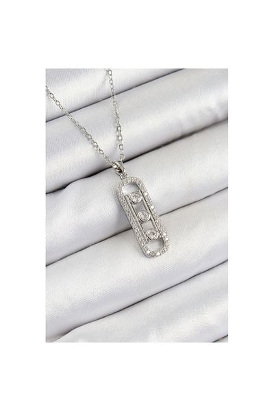 Skygo 316L Steel Zircon Stone Messika Model Silver Color Women's Necklace - Tj-Bko10346