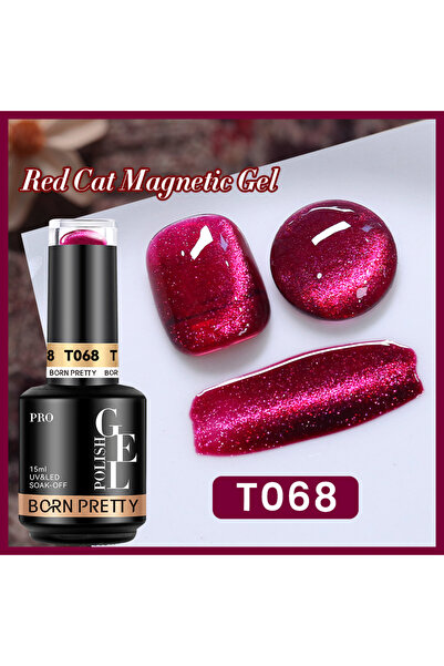 Born Pretty Red Cat Eye Gel/Kırmızı Kedi Gözü Kalıcı Oje(T068)-15ml
