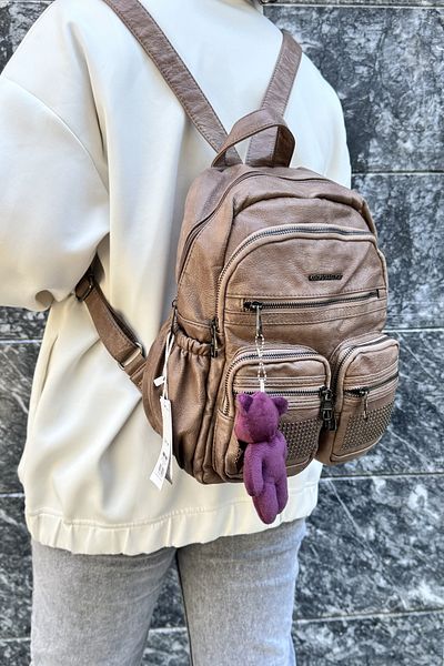 POLO CLUB Women's Washed Leather 4 Compartment Medium Size Backpack