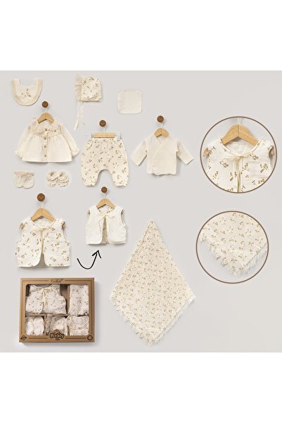 Pure Kids Store Kutulu Kız Bebek Çiçek Nakış Dantel Elyaf Dolgu Yelekli 10’lu...