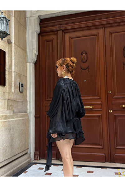 Bak'ap Premium Design Trending Suite Φόρεμα με μανίκια με βολάν με βολάν Mini Design Σορτς