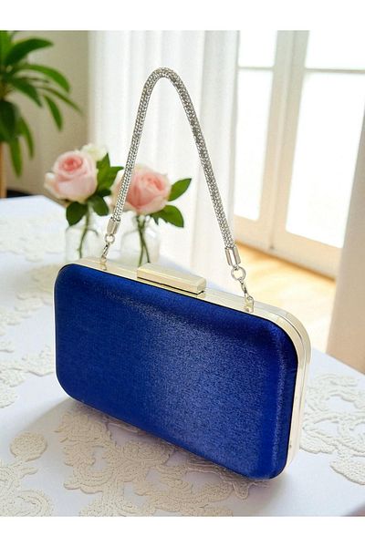 Biçanta Culoare Bleumarin Satin Satin Femei Rochie de Seara Geanta Nunta Logodna Absolvire