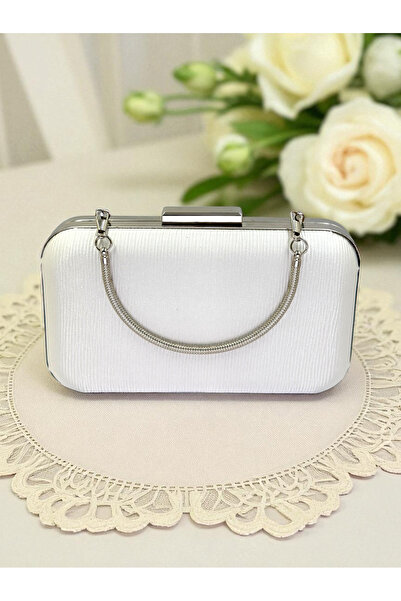 Biçanta Ecru Color Waterway Patterned Satin Γυναικείο βραδινό φόρεμα Τσάντα Γάμος Αρραβώνας Αποφοίτηση