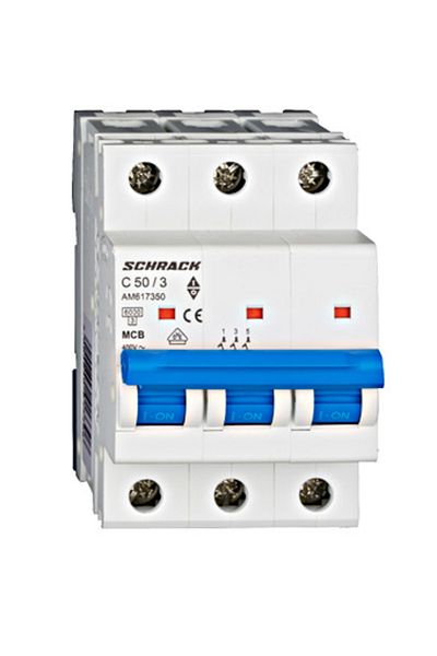 Eti Circuit breaker MCB, 3P, 50A, 6kA, curve C, AMPARO, AM617350--, Schrack