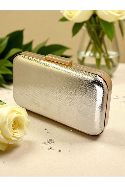 Biçanta Gold Gold Dore Color Snake Pattern Shiny Leather Women's Evening Dress Bag Wedding Engagement Graduation