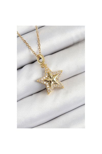 Skygo 316L Steel Zircon Stone Star Model Gold Color Women's Necklace - Tj-Bko10357
