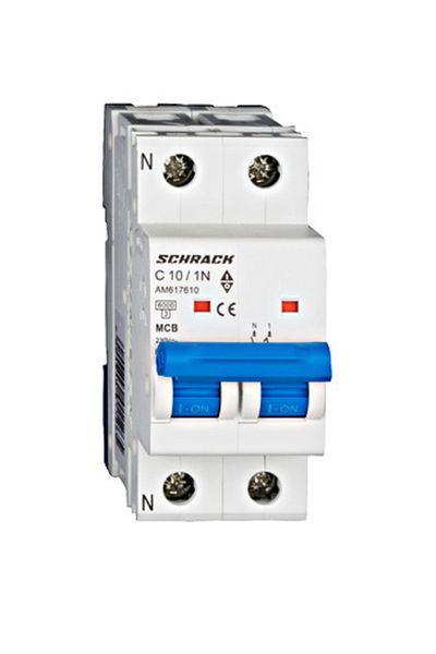 Eti Circuit breaker MCB, 1P+N, 10A, 6kA, curve C, AMPARO, AM617610--, Schrack