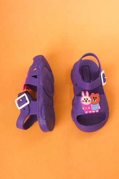 Craftique Lilac Girl's Slippers Sandals Non-Slip Sole Animal Picture Nursery Pool Daily Shoes