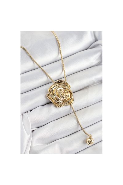 Skygo Rose Model Gold Color Women's Necklace with Brass Elevator - Tj-Bko10372