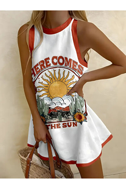 Line Tiril Tiril İnce Keten Elbise