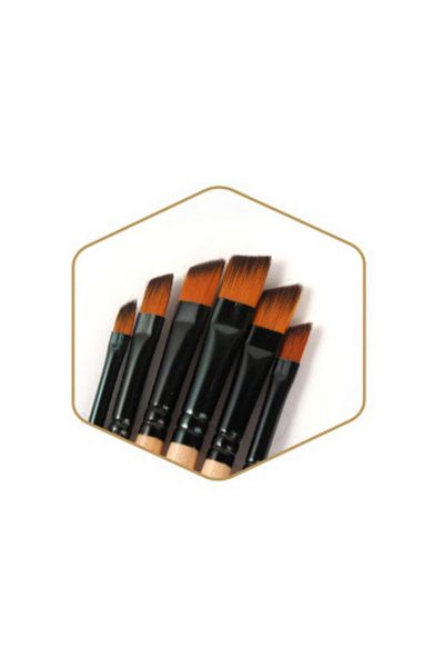 Art Tone Synthetic Side Cut End Brush Set 6 Pack