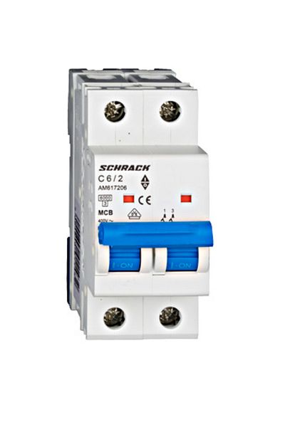 Eti Circuit breaker MCB, 2P, 6A, 6kA, curve C, AMPARO, AM617206--, Schrack