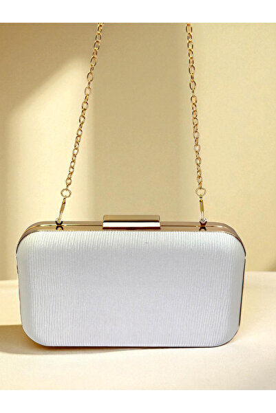 Biçanta Ecru Color Waterway Patterned Satin Γυναικείο βραδινό φόρεμα Τσάντα Γάμος Αρραβώνας Αποφοίτηση