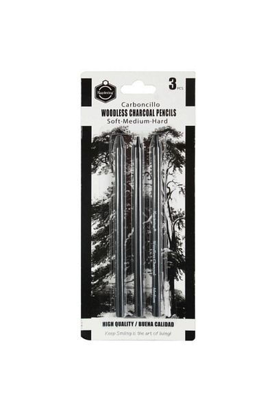 Art Tone Wood-Free Charcoal Pencil Set 3 Pack