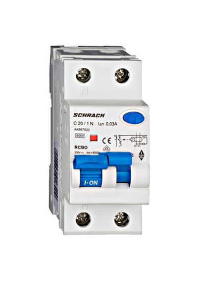 Eti Intreruptor diferential RCBO, 1P+N, 20A, 30mA, 6kA, curba C, tip A, AMPARO, AK667620--, Schrack