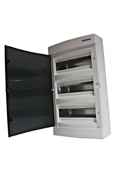 Eti Plastic enclosure, 3x12 modules, surface-mounted, IP40, smoked door, BK080103--, Schrack