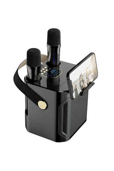 KOLEER High Power Karaoke Speaker with Bluetooth and 360° Surround Sound Subwoofer with Dual Microphones Black