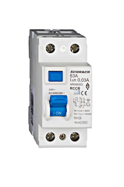 Eti RCCB, 2P, 63A, 30mA, 10kA, AC type, AMPARO, AR006203--, Schrack