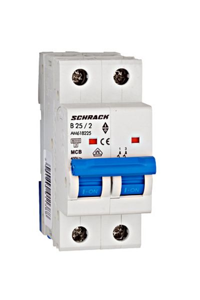 Eti Circuit breaker MCB, 2P, 25A, 6kA, curve B, AMPARO, AM618225--, Schrack