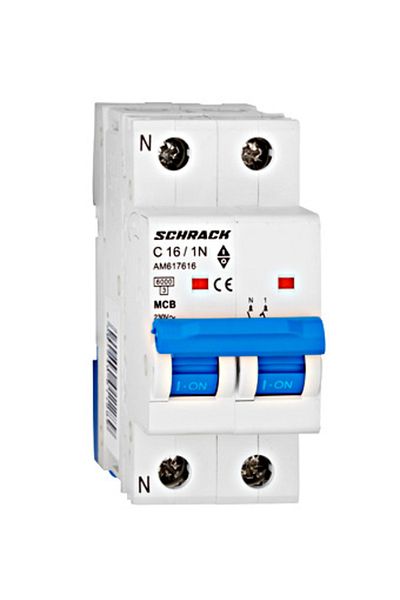 Eti Circuit breaker MCB, 1P+N, 16A, 6kA, curve C, AMPARO, AM617616--, Schrack