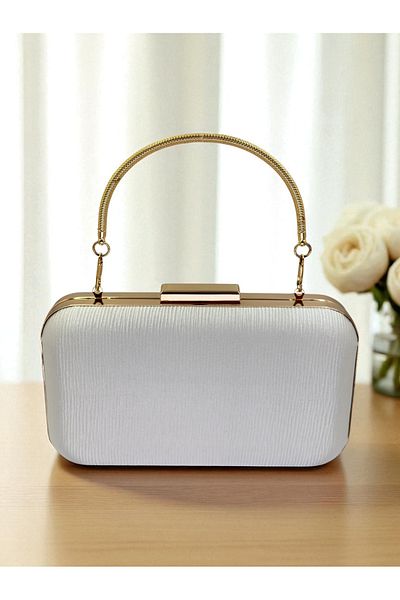Biçanta Culoare Ecru Model Waterway Satin Femei Rochie de Seara Geanta Nunta Logodna Absolutie