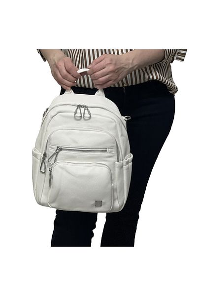 Micutz Women's Eco-Leather Satchel Backpack, Many Compartments, Micutz®, 25x30x12 cm, White