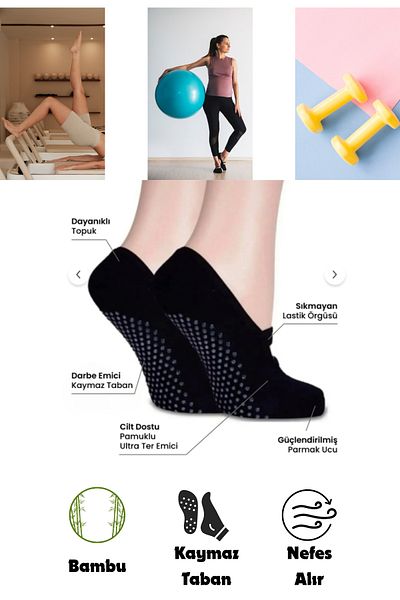 stellare Bamboo Women Anti-Slip Sole Silicone Printing Pilates Yoga Fitness Ballet Dance Ballet Socks 1 Pair