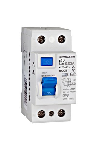 Eti RCCB, 2P, 63A, 30mA, 10kA, type A, AMPARO, AR056203--, Schrack