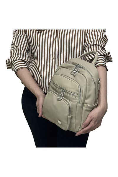 Micutz Women's Eco-Leather Satchel Backpack, Many Compartments, Micutz®, 25x30x12 cm, Cream