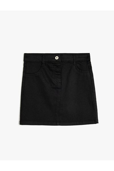 Koton New Season Basic Skirt with Button and Zipper Detail and Pockets