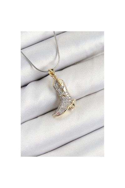 Skygo 316L Steel Zircon Stone Boot Model Silver Color Women's Necklace - Tj-Bko10374