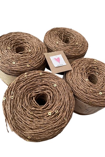 Makromİps Paper Yarn with Sequence Sequence (250Grx4) Natural Wicker Kraft Crochet Hobby Hand Knitting Yarn Bag Basket Decoration