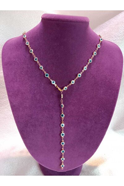 MODA MANANI قلادة طويلة على شكل حرف Y باللون الذهبي