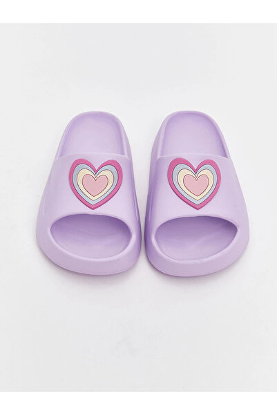 LC Waikiki LCW STEPS Lila Kalp Baskılı Kız Çocuk Terlik