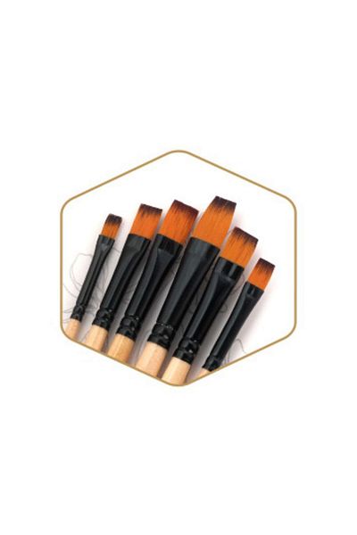 Art Tone Synthetic Flat Tip Brush Set 6 Pack