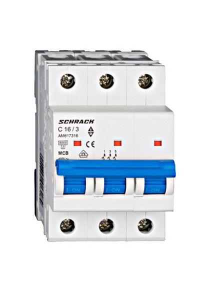 Eti Circuit breaker MCB, 3P, 16A, 6kA, curve C, AMPARO, AM617316--, Schrack