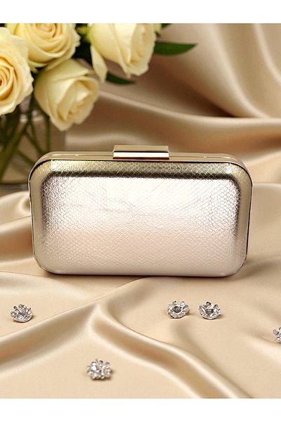 Biçanta Rosegold Color Snake Pattern Shiny Leather Women Evening Dress Bag Wedding Engagement Graduation
