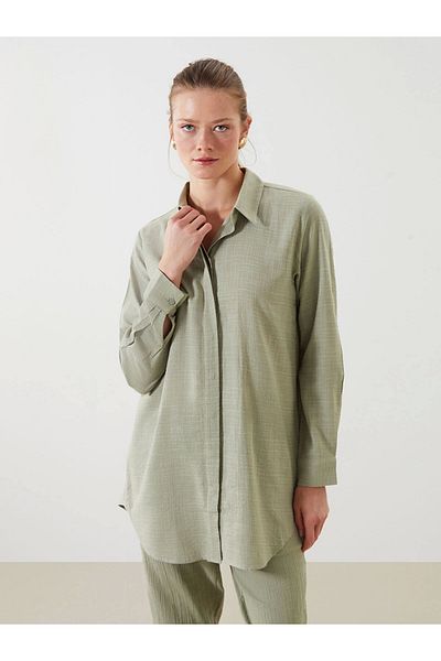 LC Waikiki Lcwaikiki Classic Green Textured Women's Shirt Tunic