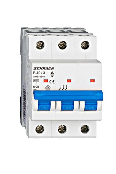 Eti Circuit breaker MCB, 3P, 40A, 6kA, curve B, AMPARO, AM618340--, Schrack