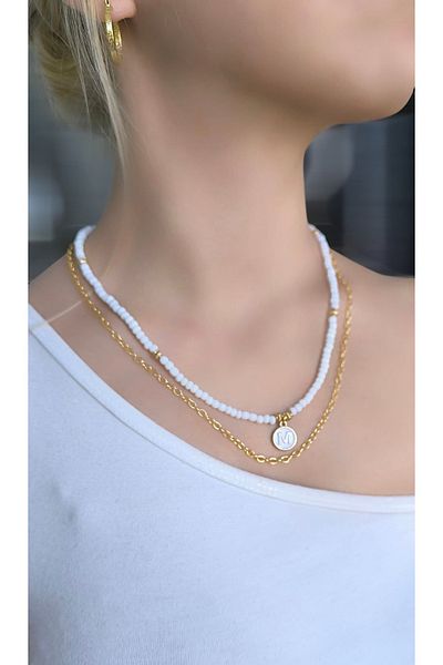 MYSTERY TAKI AKSESUAR Select Your Letter Chain ​​Necklace White
