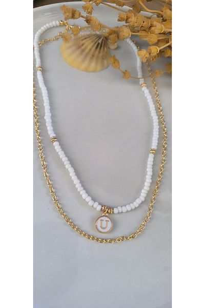 MYSTERY TAKI AKSESUAR Select Your Letter Chain ​​Necklace White