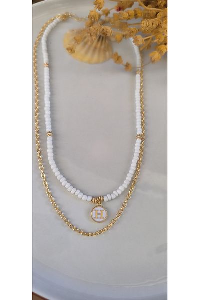 MYSTERY TAKI AKSESUAR Select Your Letter Chain ​​Necklace White