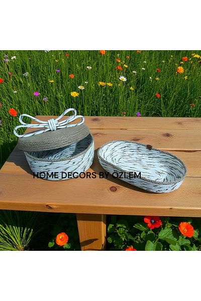 home decors by özlem مجموعة سلة مكونة من قطعتين من مجموعة سلة القش المصنوعة يدويًا