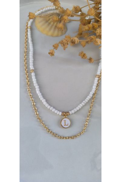 MYSTERY TAKI AKSESUAR Select Your Letter Chain ​​Necklace White