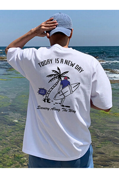 SVART WEAR Μπλουζάκι με γραφικά παραλίας και σέρφινγκ με τύπωμα oversized Cas...