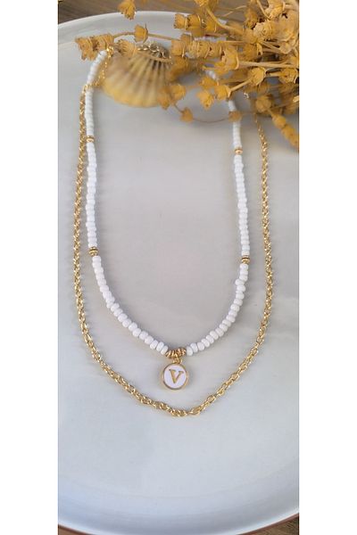 MYSTERY TAKI AKSESUAR Select Your Letter Chain ​​Necklace White