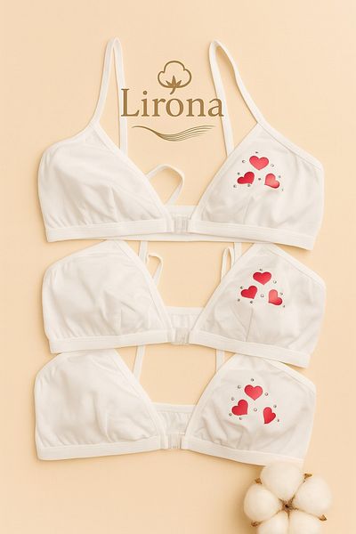 LİRONA 3 Pack Girls' Stoned Cotton Training Bra Bustier Stoned 0872 Özkan