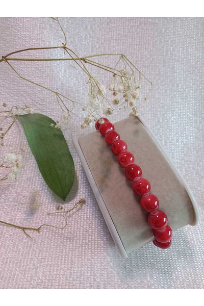 MODA MANANI Natural Stone Red Elegant Bracelet