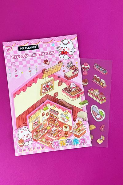 Ecrou 1713 3D Sticker Patisserie Themed Pink